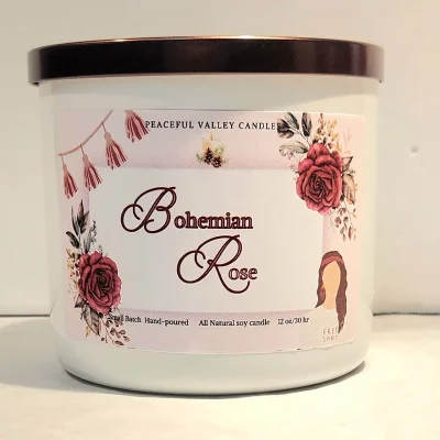 Bohemian Rose candle by Peaceful Valley Candle Co.
